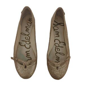 SAM EDELMAN Leena Gold Glitter Sparkle Ballet Flat